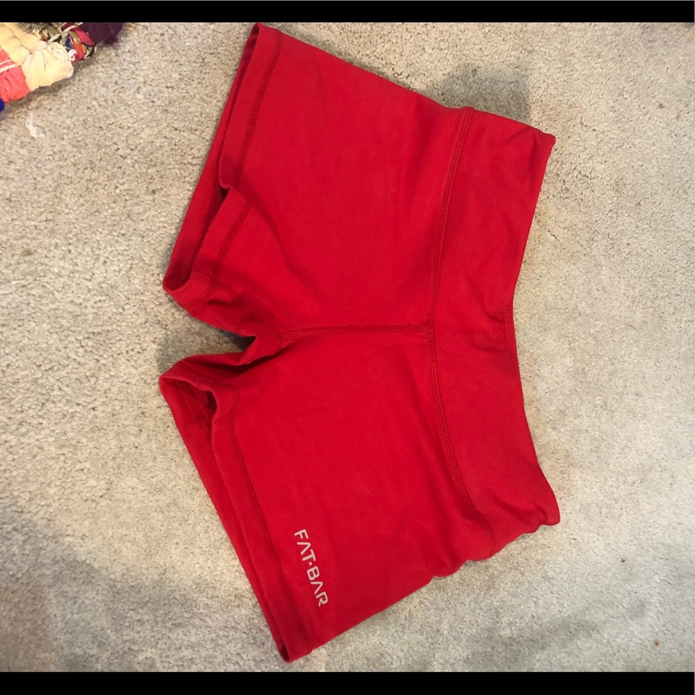 Fat Bar apparel red spandex shorts